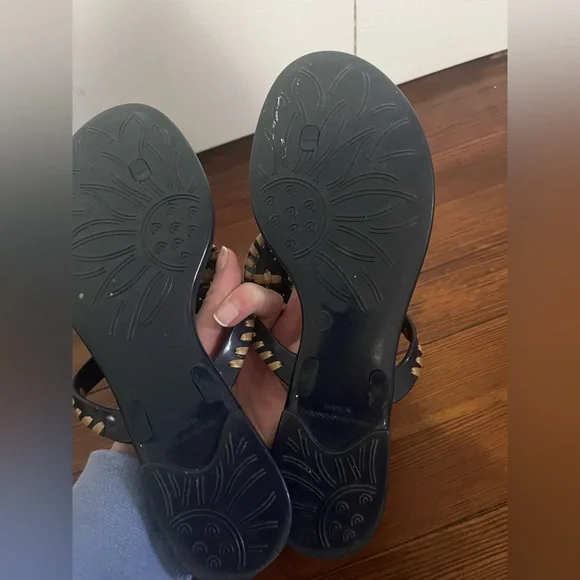 Jack Rogers Jelly Sandals Black/Gold Size 7 - Picture 2 of 4